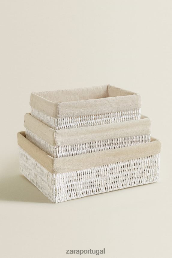 cesta interna retangular de tecido unissex Zara branco Z2080L1734 acessórios