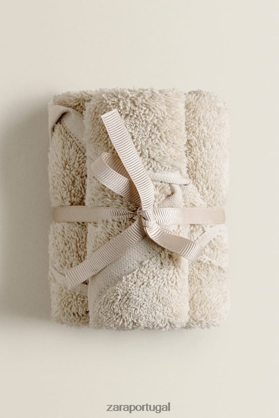 (pacote com 3) toalhas de algodão unissex Zara areia Z2080L1739 acessórios