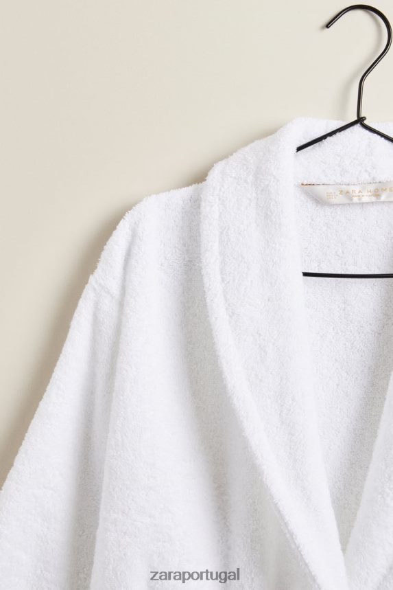 roupão de algodão premium unissex Zara branco Z2080L1736 acessórios