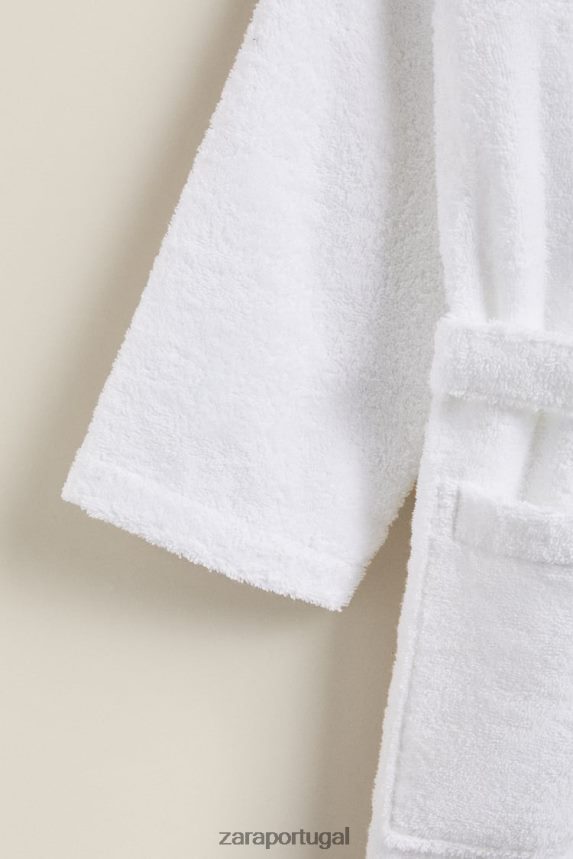 roupão de algodão premium unissex Zara branco Z2080L1736 acessórios