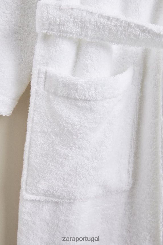 roupão de algodão premium unissex Zara branco Z2080L1736 acessórios
