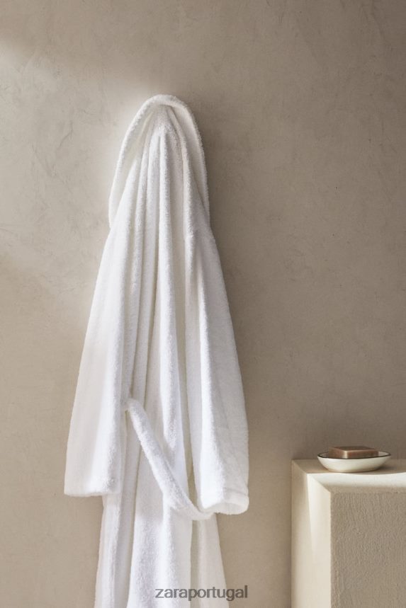 roupão de algodão premium unissex Zara branco Z2080L1736 acessórios