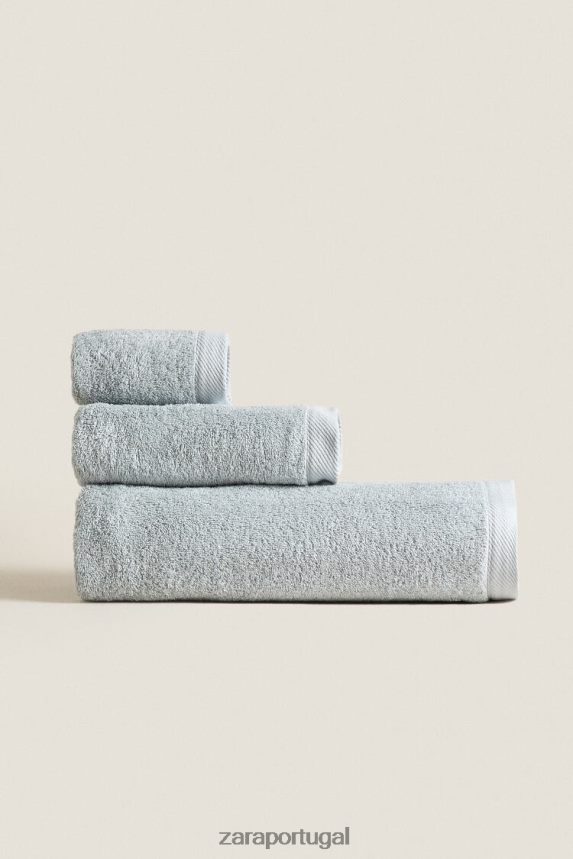 toalha de algodão unissex Zara cinza azulado Z2080L1738 acessórios