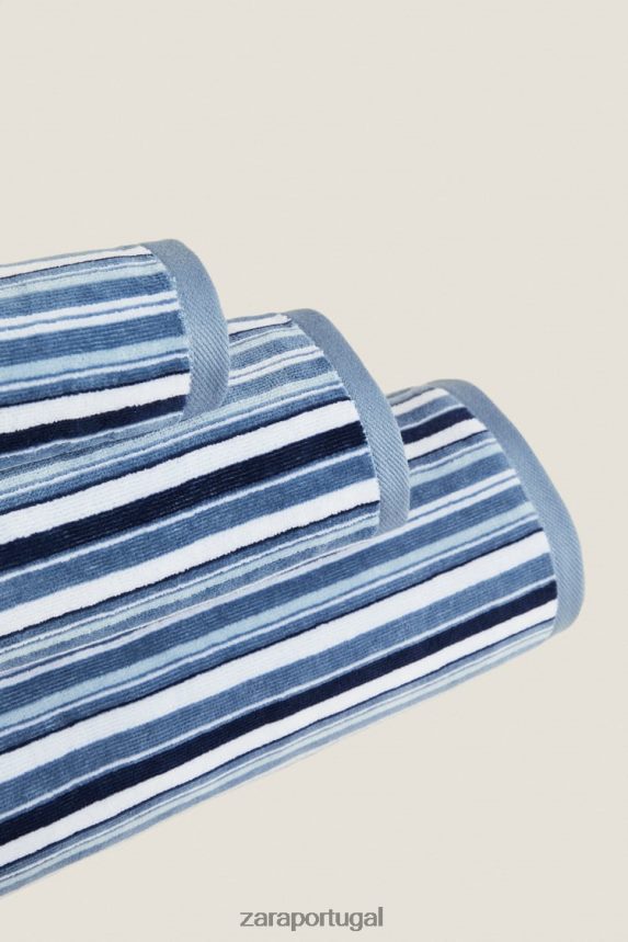 toalha de listras multicoloridas unissex Zara cinza azul Z2080L1748 acessórios