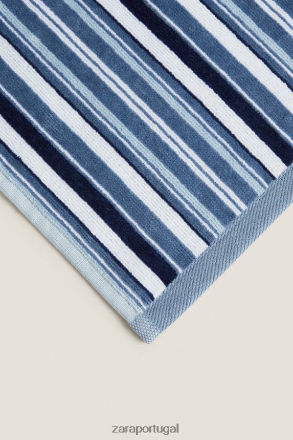 toalha de listras multicoloridas unissex Zara cinza azul Z2080L1748 acessórios