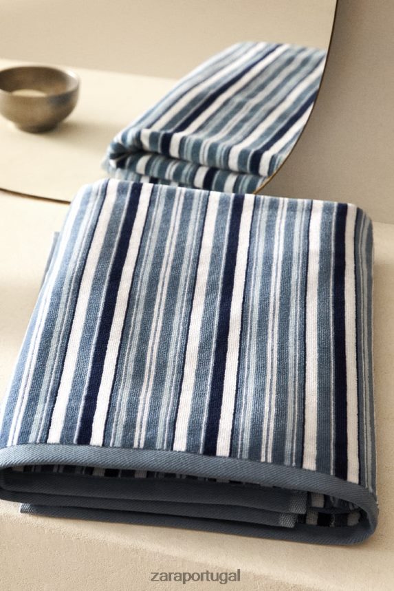 toalha de listras multicoloridas unissex Zara cinza azul Z2080L1748 acessórios