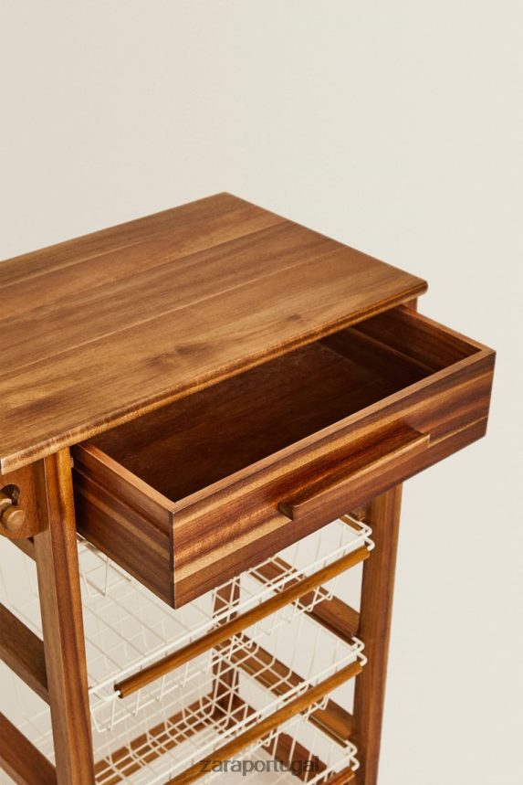 móveis de armazenamento de madeira e metal com rodas unissex Zara bege claro Z2080L1680 acessórios