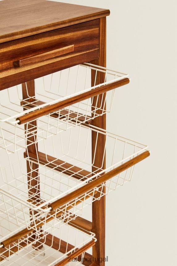 móveis de armazenamento de madeira e metal com rodas unissex Zara bege claro Z2080L1680 acessórios