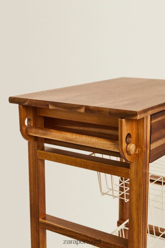 móveis de armazenamento de madeira e metal com rodas unissex Zara bege claro Z2080L1680 acessórios