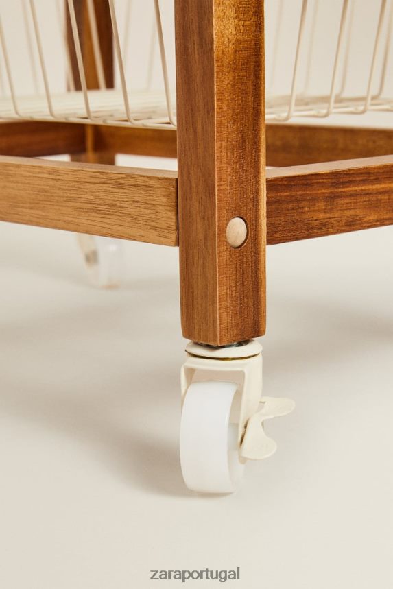 móveis de armazenamento de madeira e metal com rodas unissex Zara bege claro Z2080L1680 acessórios