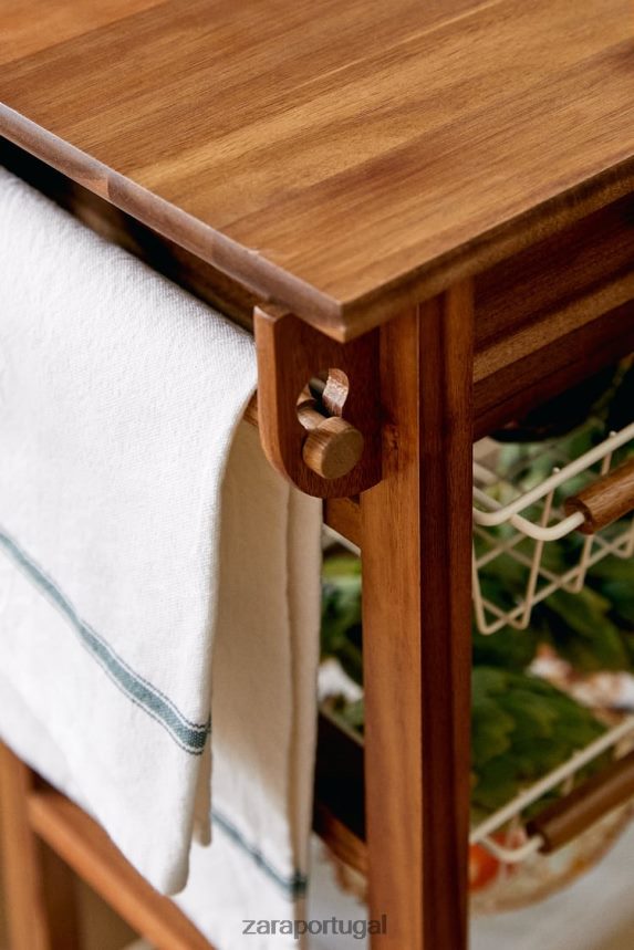 móveis de armazenamento de madeira e metal com rodas unissex Zara bege claro Z2080L1680 acessórios