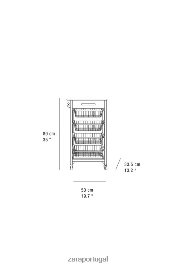 móveis de armazenamento de madeira e metal com rodas unissex Zara bege claro Z2080L1680 acessórios