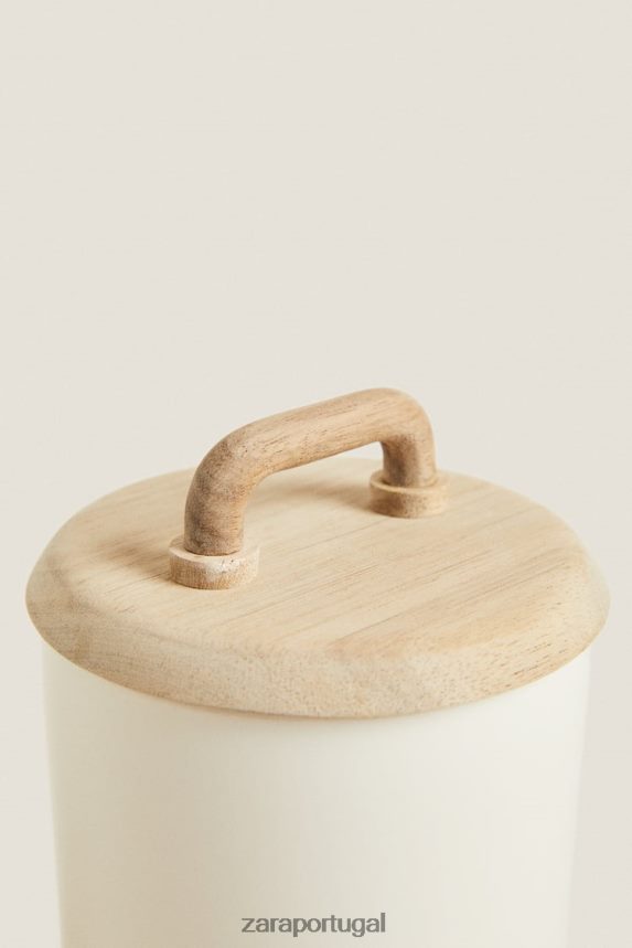 pote de cerâmica e madeira unissex Zara creme Z2080L1689 acessórios