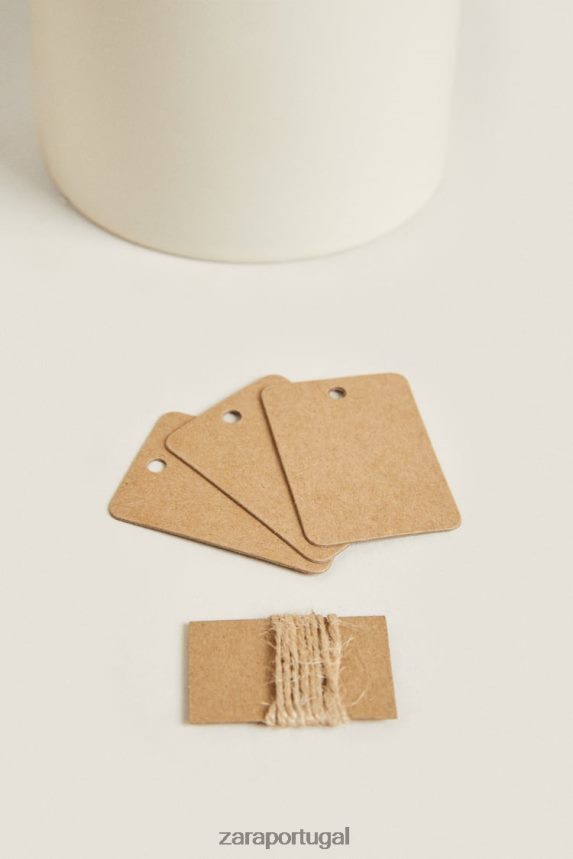 pote de cerâmica e madeira unissex Zara creme Z2080L1689 acessórios