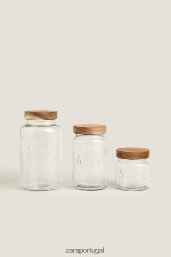 pote de vidro com tampa de rosca unissex Zara bege claro Z2080L1684 acessórios