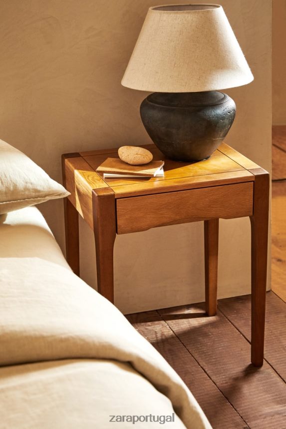 mesa de cabeceira em carvalho com gaveta unissex Zara marrom escuro Z2080L1629 acessórios