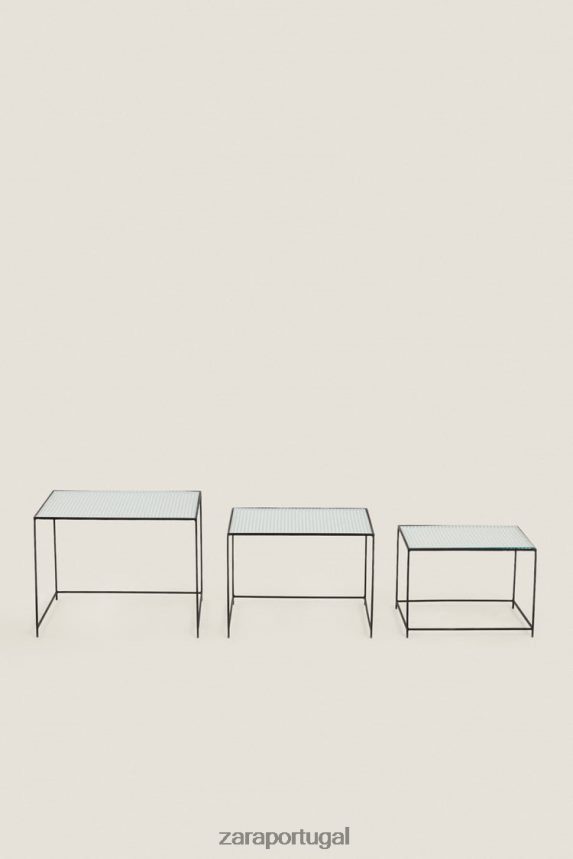 mesa de metal e vidro unissex Zara preto Z2080L1636 acessórios