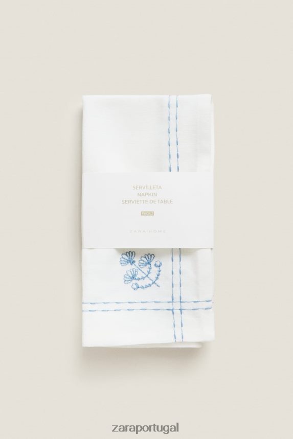 guardanapo com bordado floral unissex Zara azul Z2080L1677 acessórios
