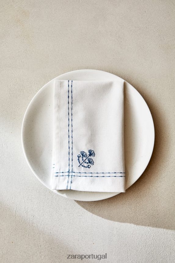 guardanapo com bordado floral unissex Zara azul Z2080L1677 acessórios