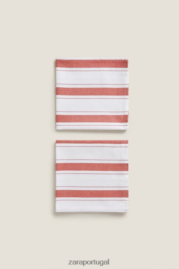guardanapos de fio tingido (pacote com 2) unissex Zara tijolo Z2080L1665 acessórios