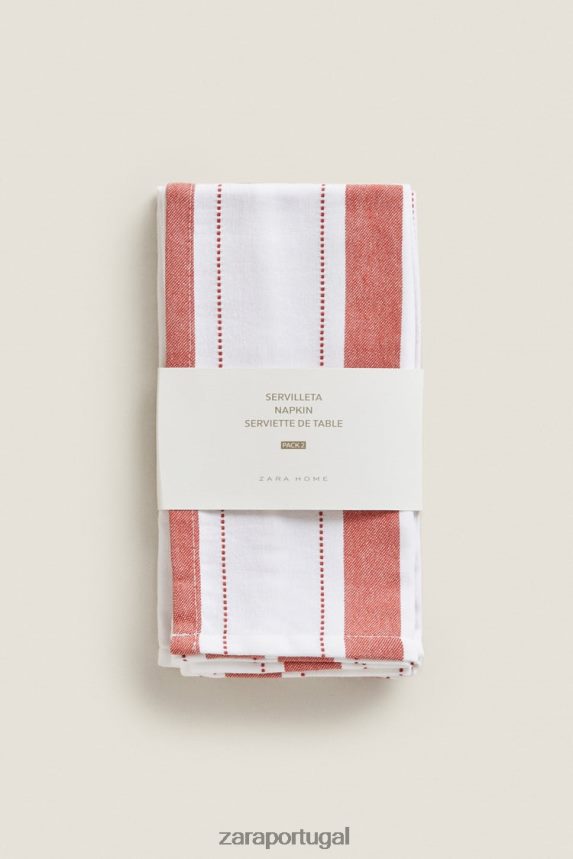 guardanapos de fio tingido (pacote com 2) unissex Zara tijolo Z2080L1665 acessórios