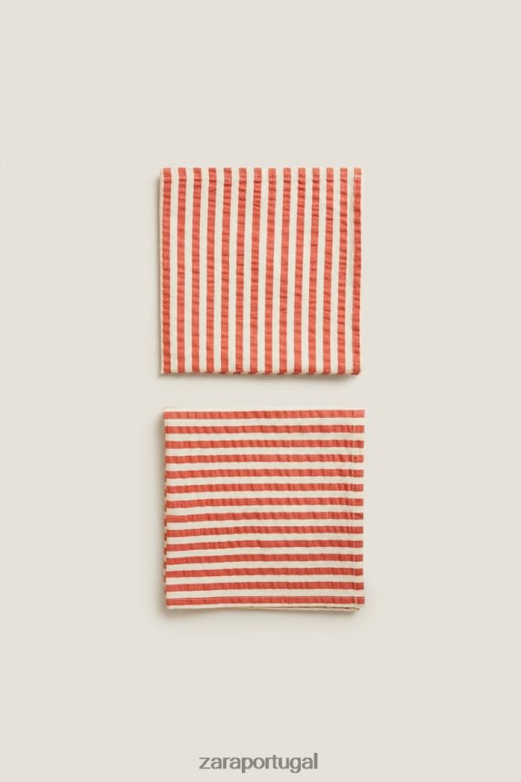 guardanapos listrados (pacote com 2) unissex Zara castanho-avermelhado Z2080L1671 acessórios