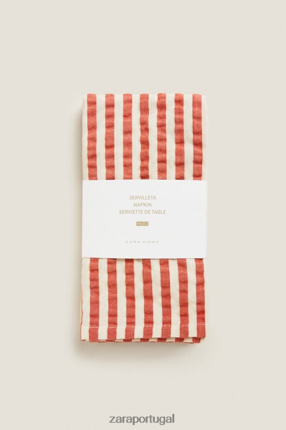 guardanapos listrados (pacote com 2) unissex Zara castanho-avermelhado Z2080L1671 acessórios