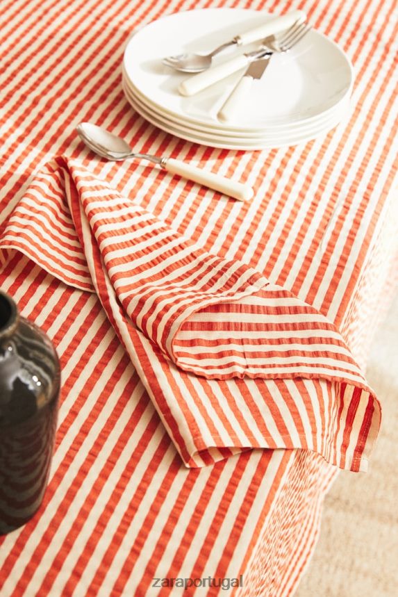 guardanapos listrados (pacote com 2) unissex Zara castanho-avermelhado Z2080L1671 acessórios