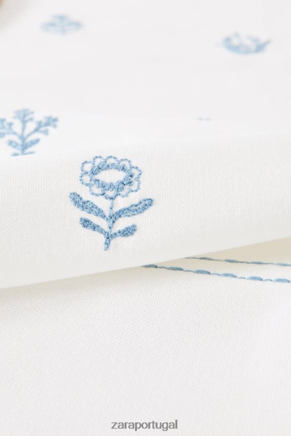 toalha de mesa bordada com flores unissex Zara azul Z2080L1676 acessórios