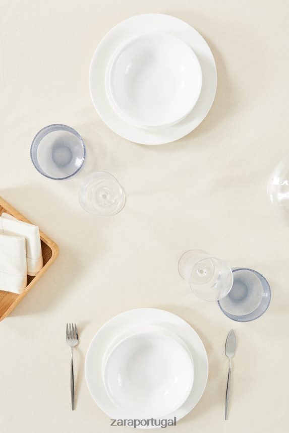 toalha de mesa listrada de fio tingido unissex Zara azul Z2080L1674 acessórios