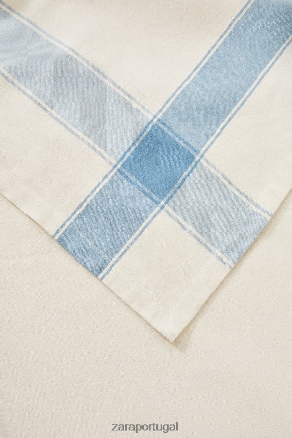 toalha de mesa listrada de fio tingido unissex Zara azul Z2080L1674 acessórios