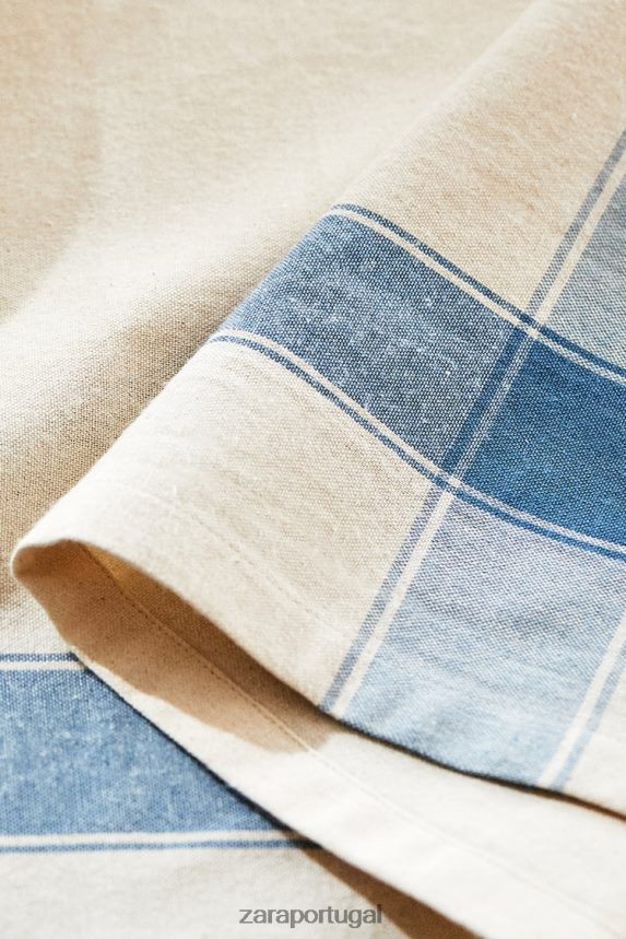 toalha de mesa listrada de fio tingido unissex Zara azul Z2080L1674 acessórios