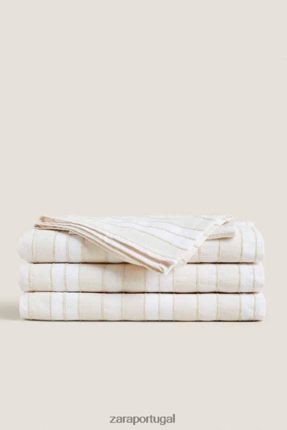 toalha de mesa listrada de fio tingido unissex Zara cru Z2080L1672 acessórios