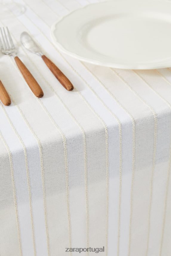 toalha de mesa listrada de fio tingido unissex Zara cru Z2080L1672 acessórios