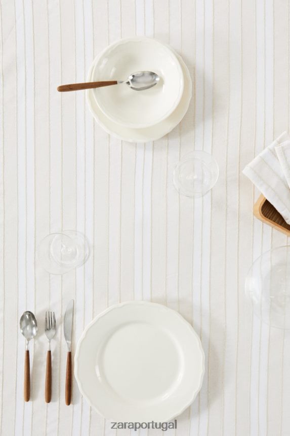toalha de mesa listrada de fio tingido unissex Zara cru Z2080L1672 acessórios