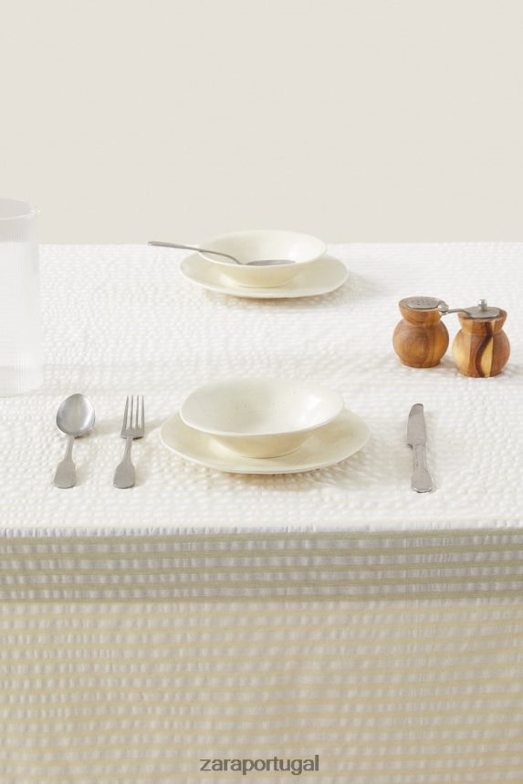 toalha de mesa listrada unissex Zara cru Z2080L1670 acessórios
