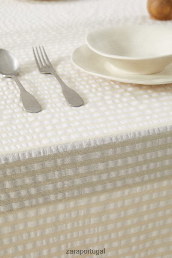 toalha de mesa listrada unissex Zara cru Z2080L1670 acessórios
