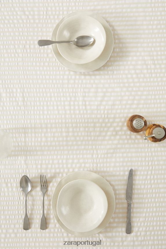 toalha de mesa listrada unissex Zara cru Z2080L1670 acessórios