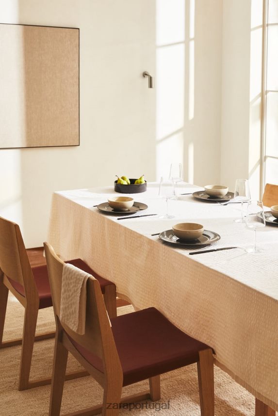 toalha de mesa listrada unissex Zara cru Z2080L1670 acessórios