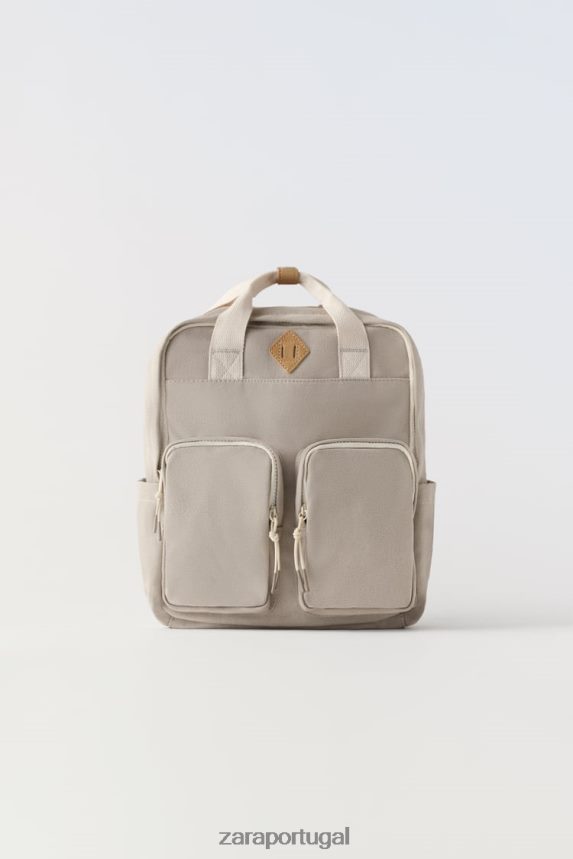mochila retrô crianças Zara marrom arenoso Z2080L1543 acessórios