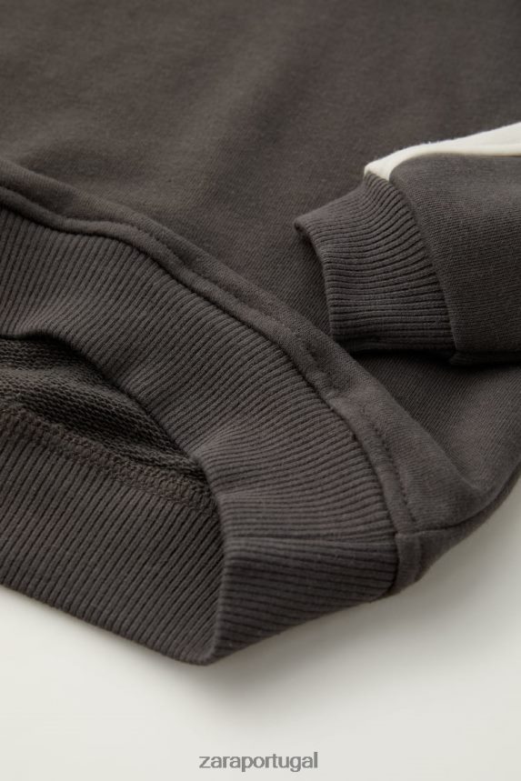 fato de jogging listrado crianças Zara cinza antracite Z2080L1550 roupas