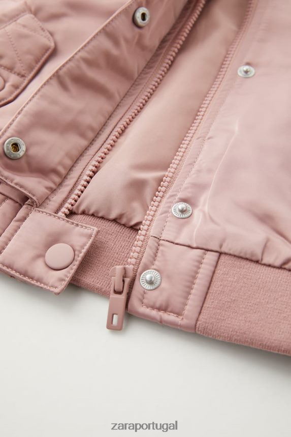 jaqueta bomber de cetim crianças Zara rosa Z2080L1559 roupas