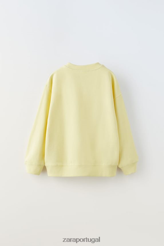 moletom básico crianças Zara amarelo Z2080L1528 roupas