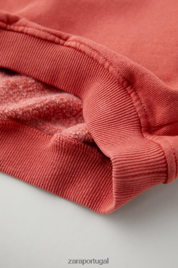 moletom com costura lavada crianças Zara Laranja vermelha Z2080L1555 roupas