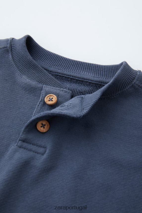 moletom henley com botões crianças Zara azul Z2080L1552 roupas