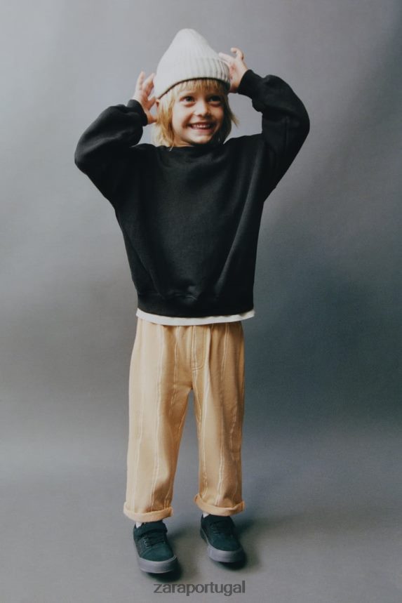 moletom remendado crianças Zara preto Z2080L1554 roupas