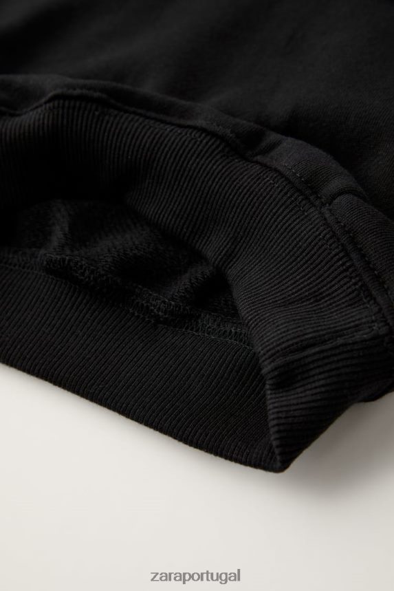 moletom remendado crianças Zara preto Z2080L1554 roupas
