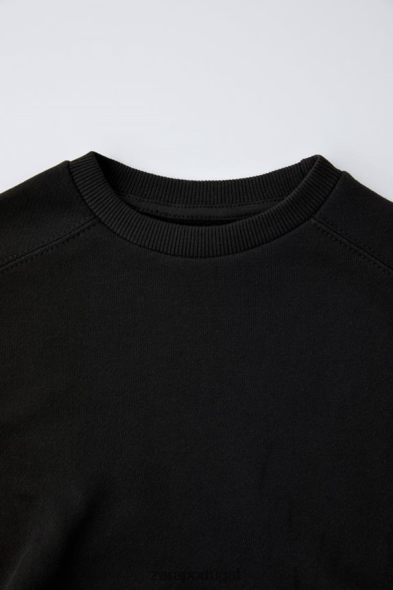 moletom remendado crianças Zara preto Z2080L1554 roupas