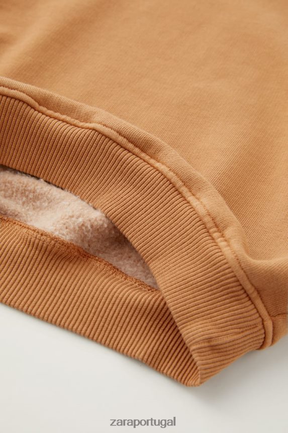 moletom tingido com roupa lavada crianças Zara ferrugem Z2080L1560 roupas