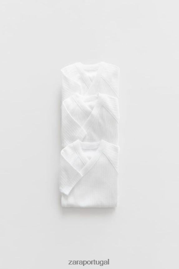 pacote de três bodys de sobrepeliz de manga curta crianças Zara branco Z2080L1575 roupas